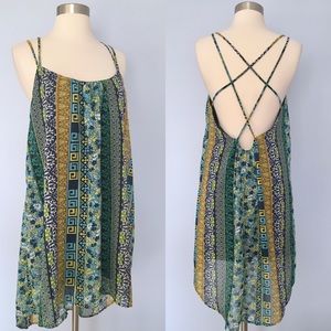 InTu Strappy Dress, Mixed Prints, Lined, A-Line